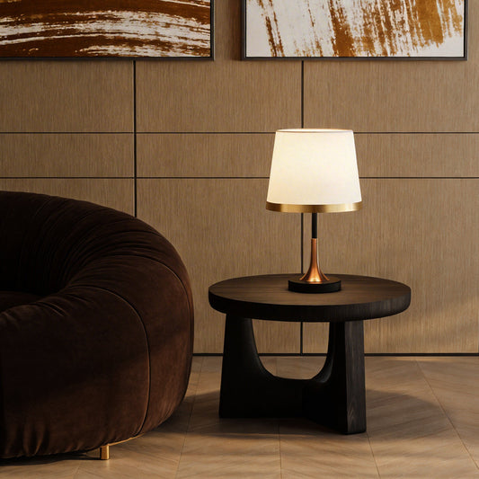 Gold White Table Lamp Modern Iron and Fabric Lamp