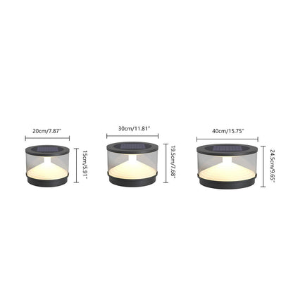 Hourglass Post Light - Gray Acrylic and Stainless Steel Pillar Lamp, Solar or Hardwired, in 7.87 to 15.75 Inch Diameter Sizes