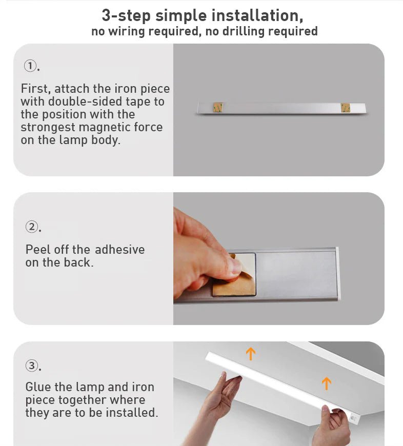 Intelligent Cat Eye Dimmable Motion Sensor Wireless LED Cabinet Light Rechargeable
