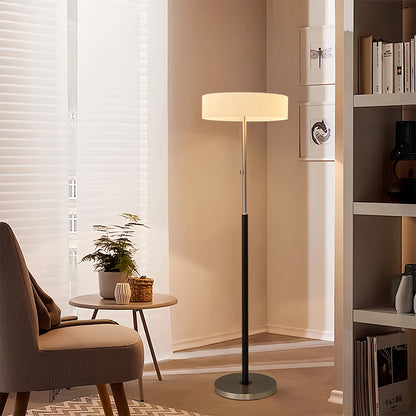 Floor Lamp with LED Drum Shade Elegant Ambient Tall Standing Light