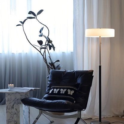 Floor Lamp with LED Drum Shade Elegant Ambient Tall Standing Light