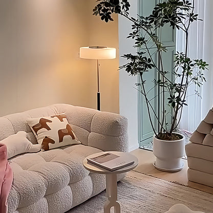 Floor Lamp with LED Drum Shade Elegant Ambient Tall Standing Light