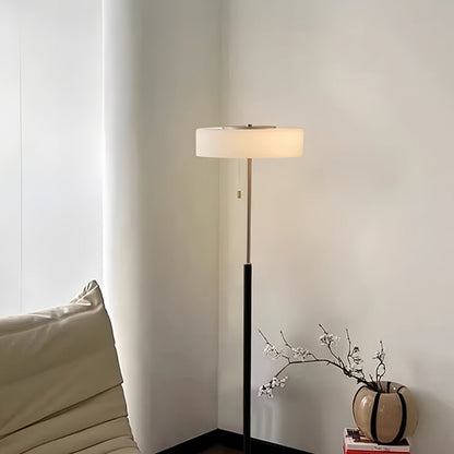 Floor Lamp with LED Drum Shade Elegant Ambient Tall Standing Light
