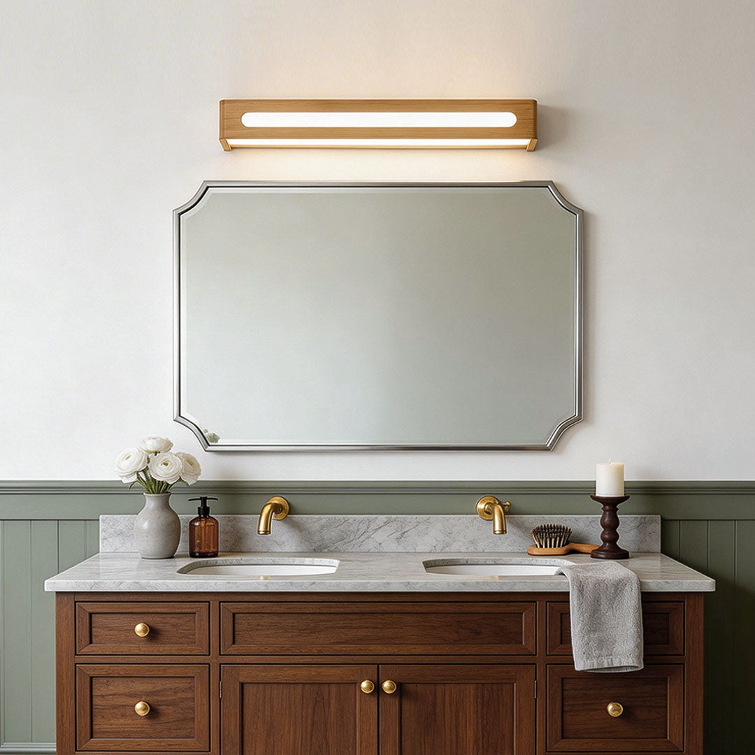 Rectangular Wood Waterproof LED Nordic Wall Lamp Mirror Light Sconces