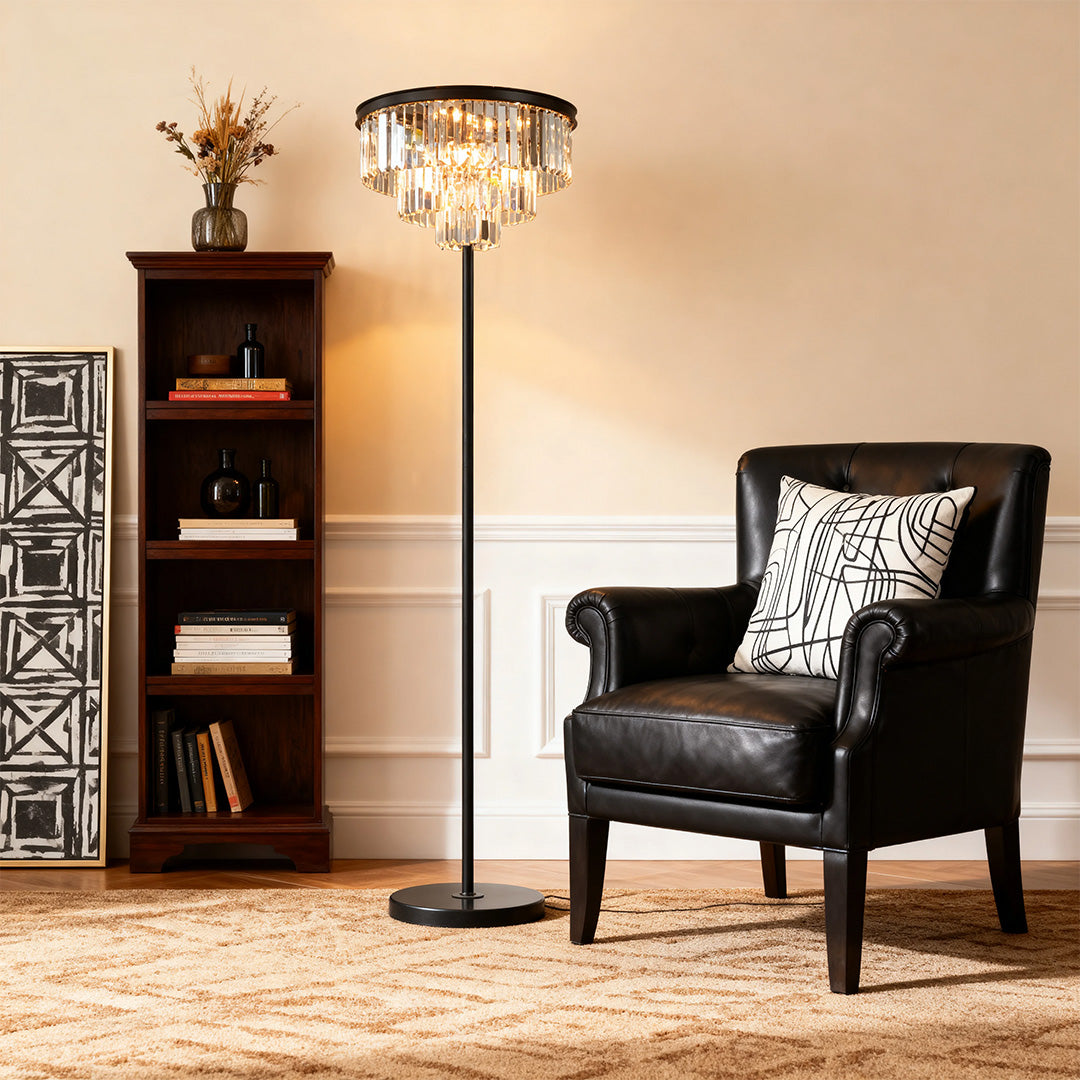 Floor Crystal Lamp American Glamorous Decorative Standing Luxury Light