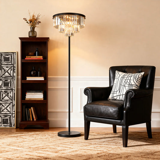 Floor Crystal Lamp American Glamorous Decorative Standing Luxury Light