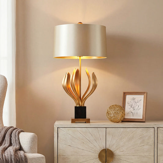 Vintage Metal Table Lamps Creative Fabric Shade Nightstand Lamp