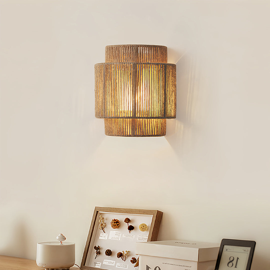 Japanese Wall Sconce Light Wabi Sabi Hemp Rope Wall Lamp