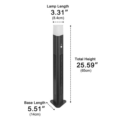 Pathway Bollard Modern Landscape Light - Black Aluminum and PC Minimalist Post with Solar LED Glow for Courtyard, Garden and Patio Walks