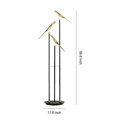Bird Floor Lamp with 3 Heads Contemporary Artistic Accent Lamp