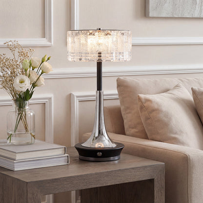 Gold and Black Table Lamp Sculptural Base Elegant Drum Shade Lamp