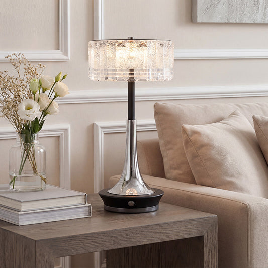 Gold and Black Table Lamp Sculptural Base Elegant Drum Shade Lamp