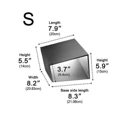 Modern Cube Post Light - Black Stainless Steel and Glass Lantern in 8 x 8 x 6 or 12 x 12 x 9 Inch Sizes, Solar or Hardwired, for Courtyards