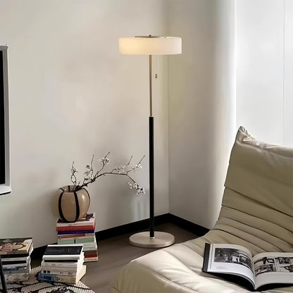 Floor Lamp with LED Drum Shade Elegant Ambient Tall Standing Light