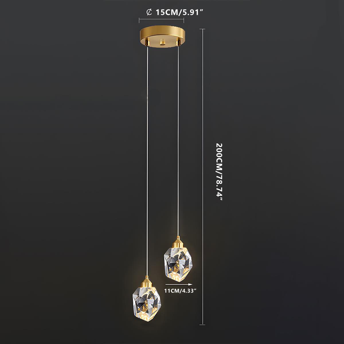 Dimmable Modern Luxury Brass Crystal Pendant Lights