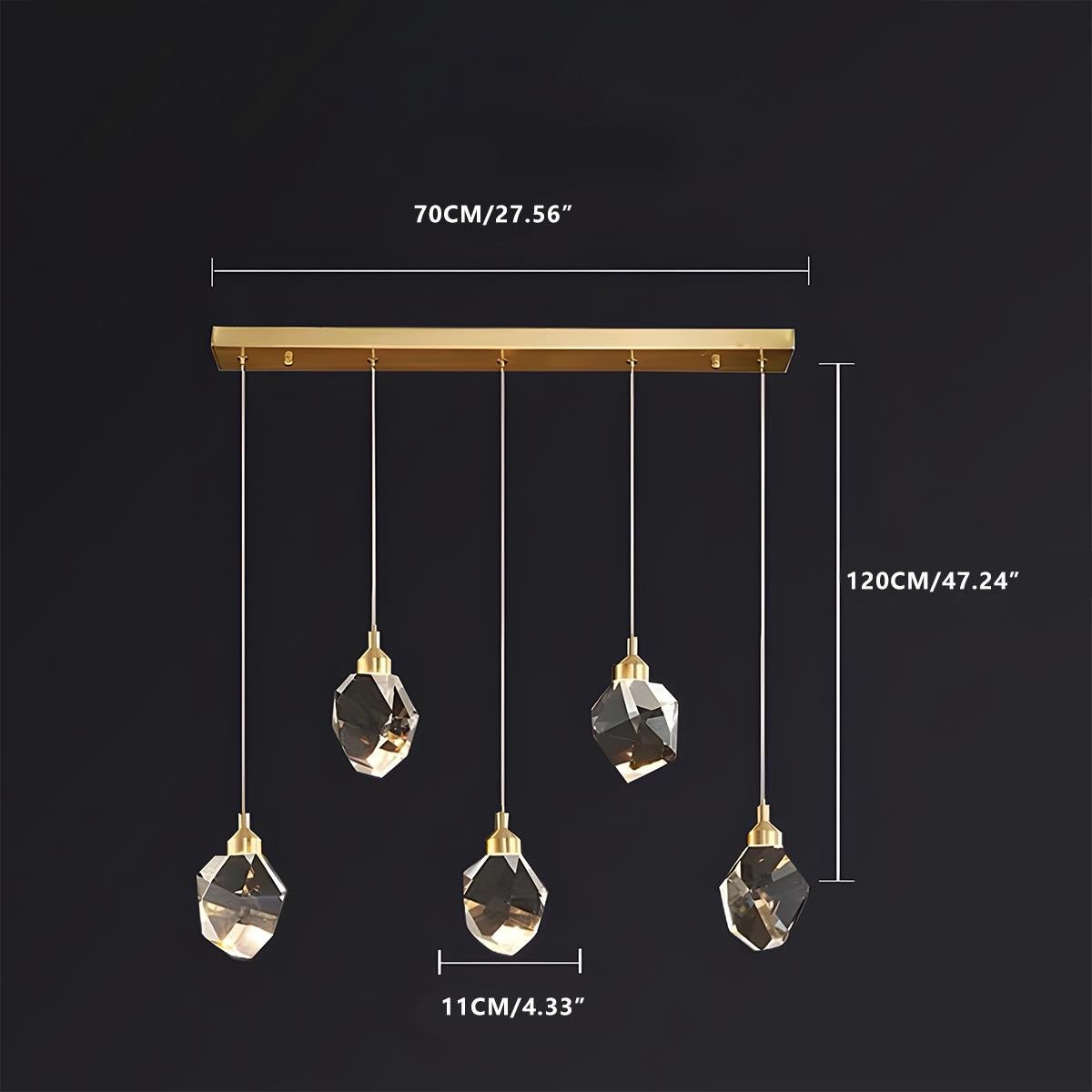 Dimmable Modern Luxury Brass Crystal Pendant Lights