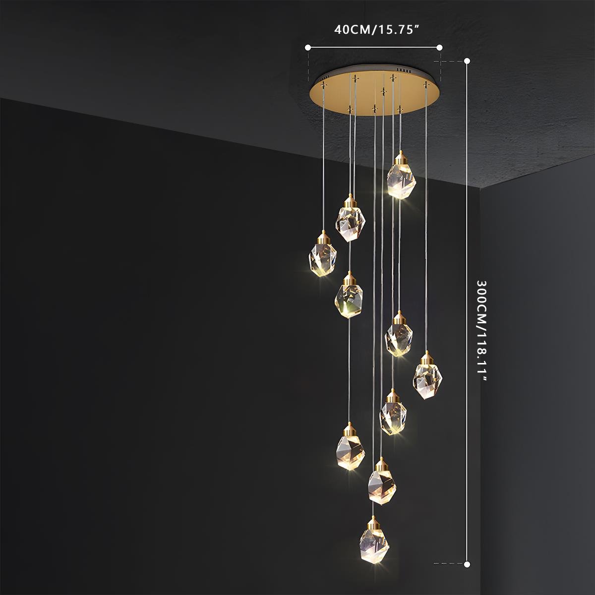 Dimmable Modern Luxury Brass Crystal Pendant Lights