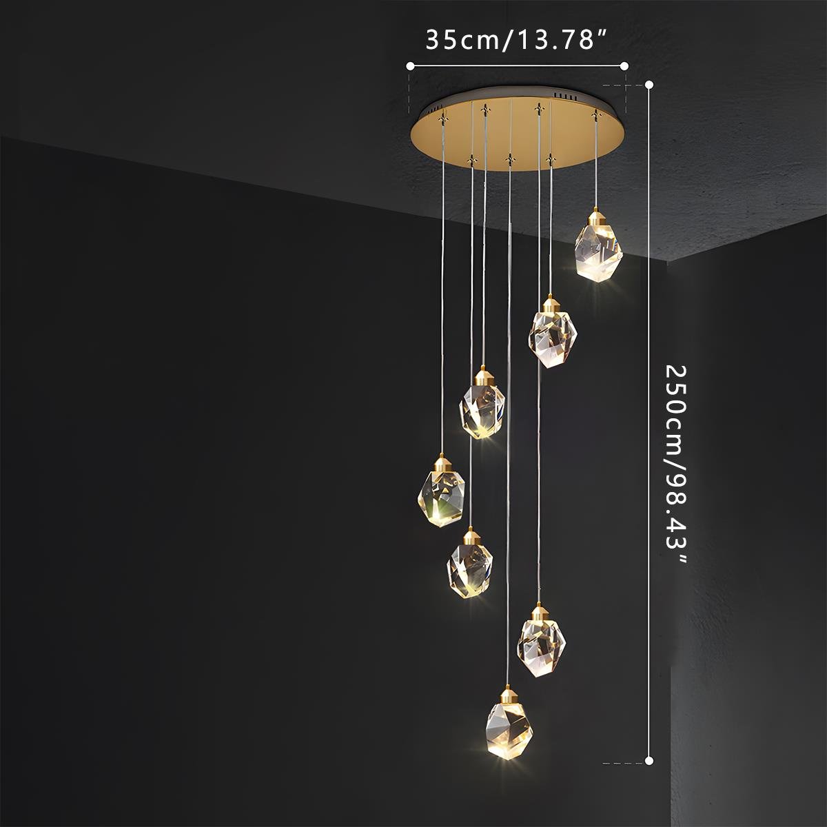 Dimmable Modern Luxury Brass Crystal Pendant Lights