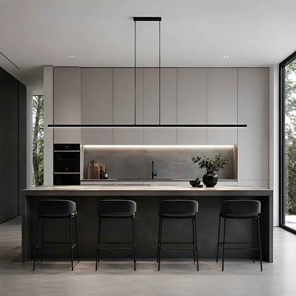 Modern Minimalist Long Strip Light Pendant Lights  up and down adjustable