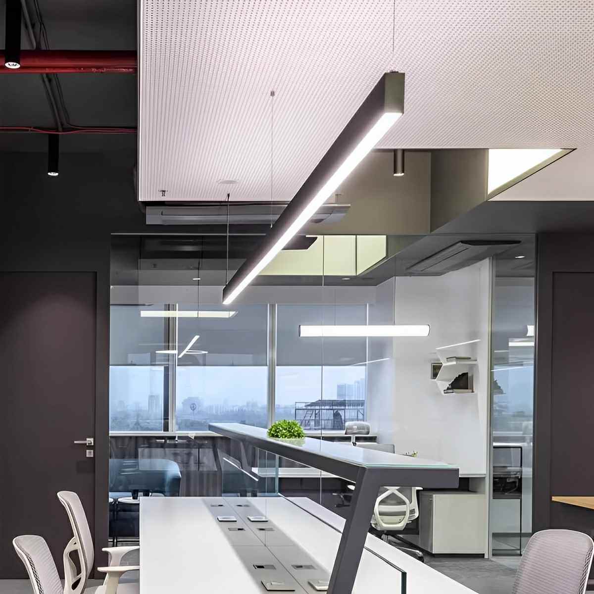 Modern Minimalist Up&Down Linear LED Strip Office Ceiling Pendant Lights