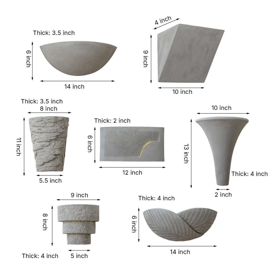 Night Wall Light Cement Up Lighting Minimalist Cement Body Lamp