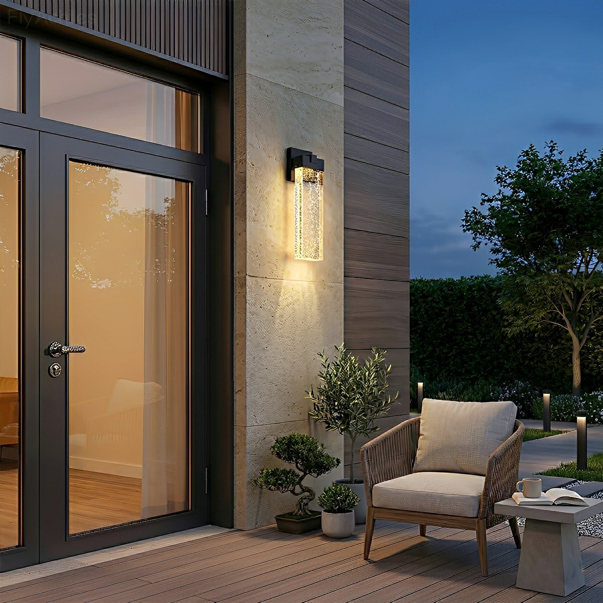 Modern Rectangular Crystal Bubble Waterproof LED Outdoor Wall Light
