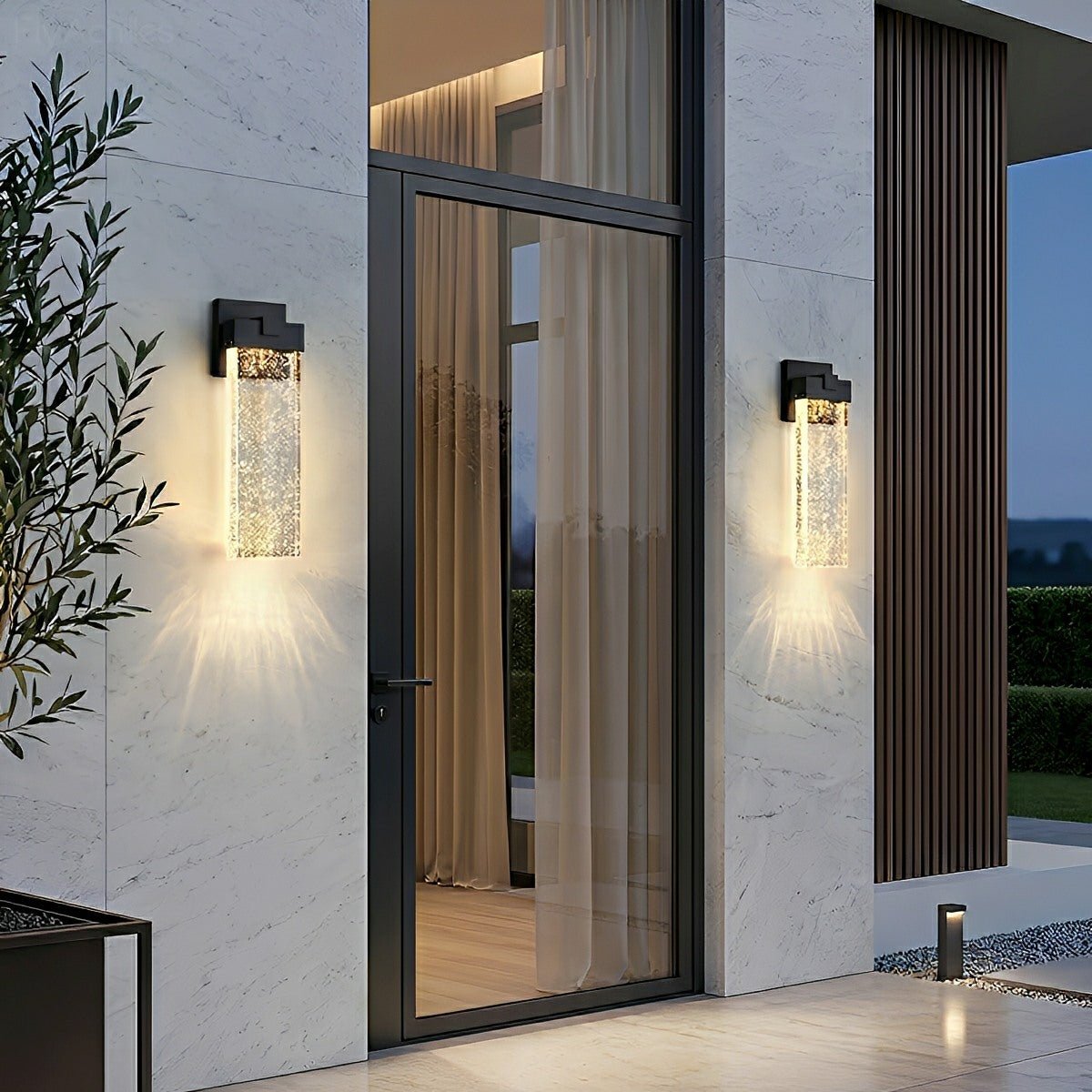 Modern Rectangular Crystal Bubble Waterproof LED Outdoor Wall Light