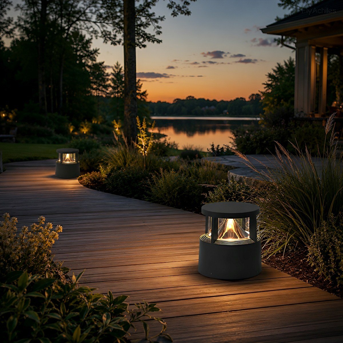 Modern Simple Outdoor Waterproof Pillar Lights Metal Aluminum  Post Lights