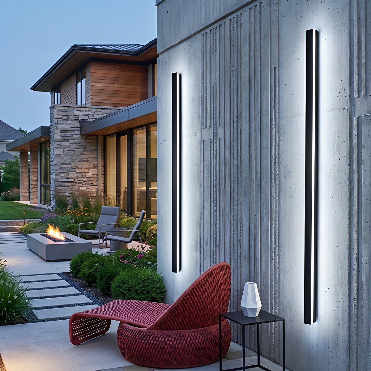 Modern Solar LED Wall Light Waterproof Long Strip Outdoor Sconce