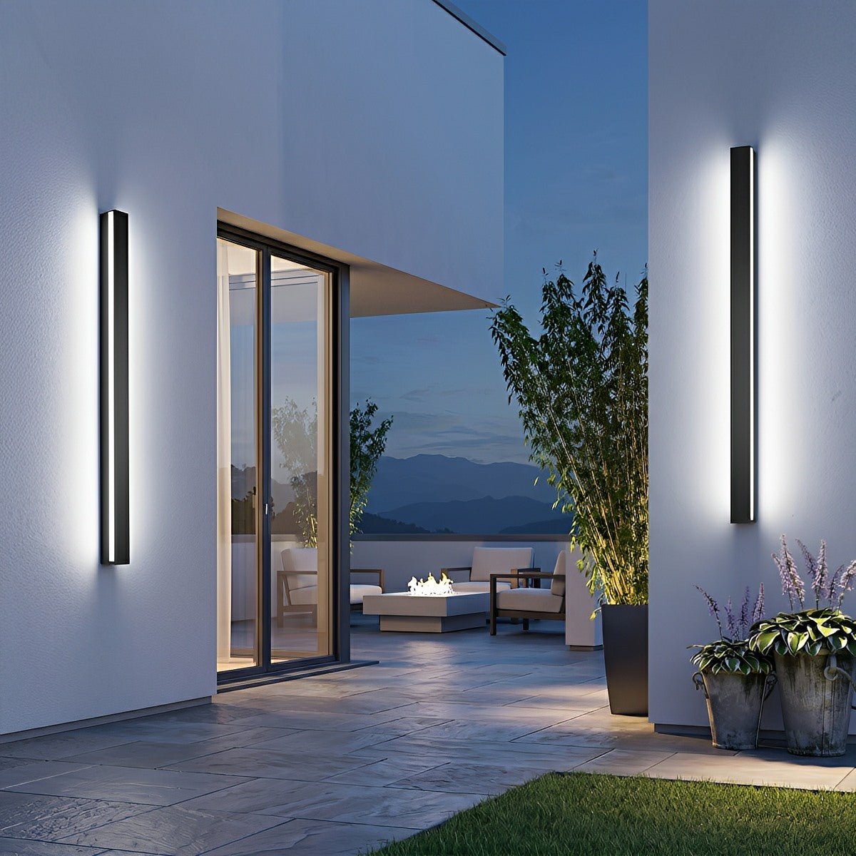 Modern Solar LED Wall Light Waterproof Long Strip Outdoor Sconce