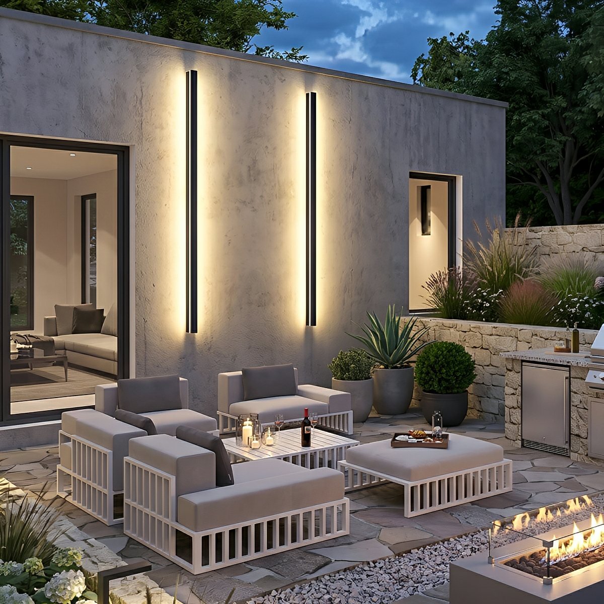 Modern Solar LED Wall Light Waterproof Long Strip Outdoor Sconce