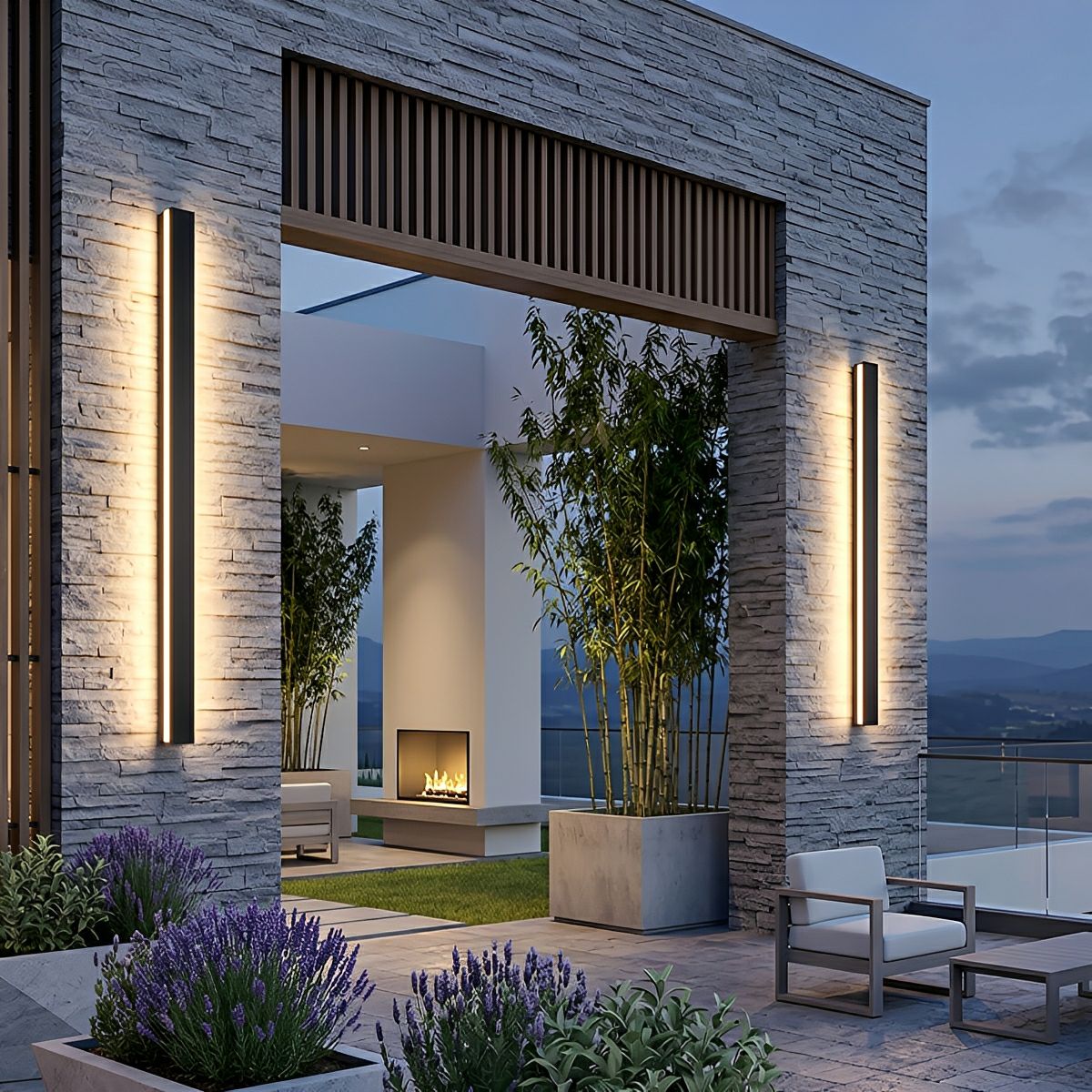 Modern Solar LED Wall Light Waterproof Long Strip Outdoor Sconce