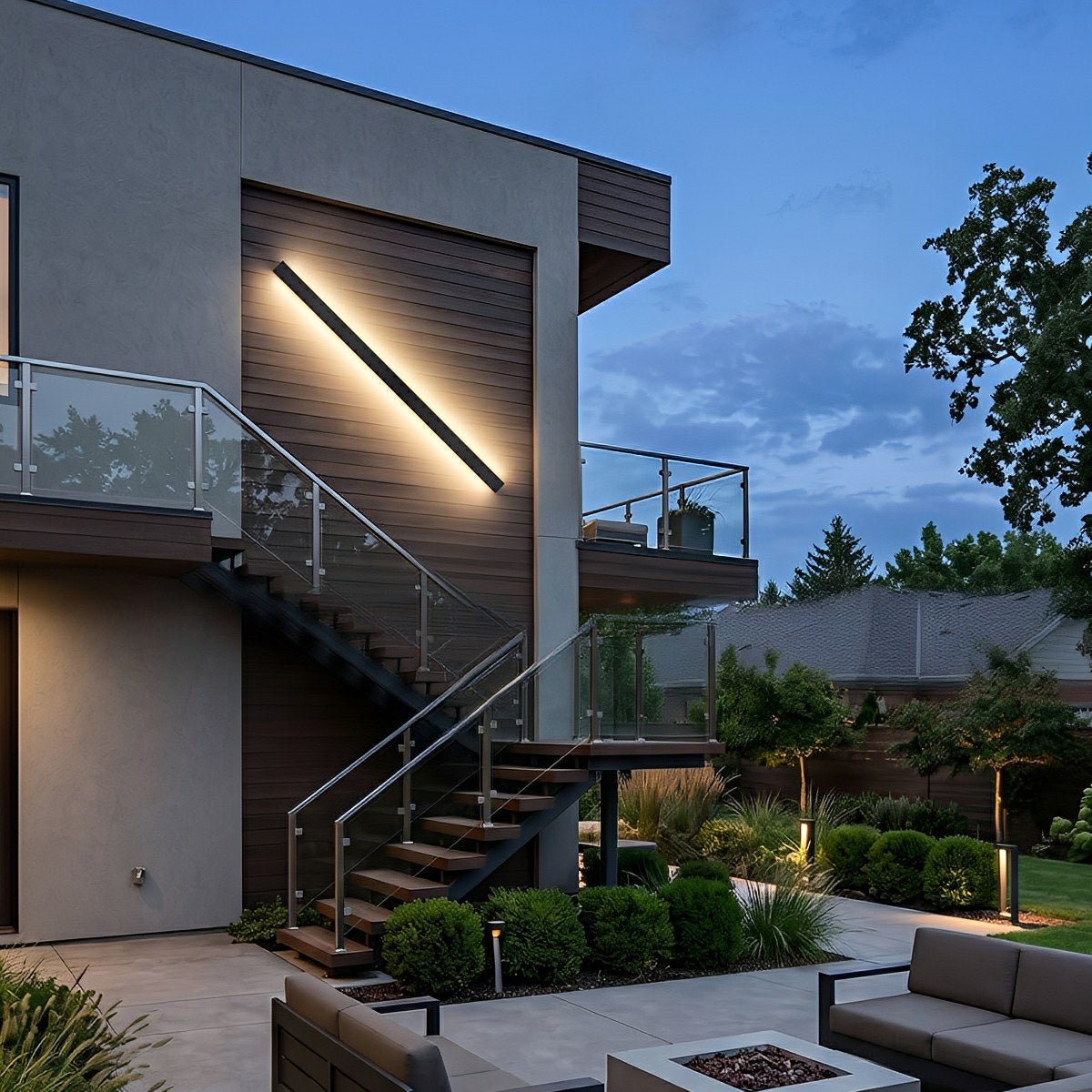 Modern Solar LED Wall Light Waterproof Long Strip Outdoor Sconce