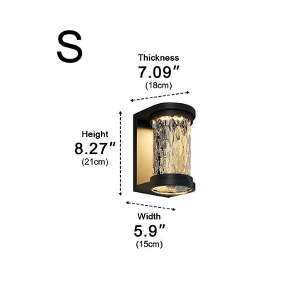 Porch Modern Wall Light - Black Stainless Steel and Glass Sconce with Down or Up and Down Beams at 8.27 or 11.02 Inches, Solar or Hardwired