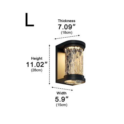 Porch Modern Wall Light - Black Stainless Steel and Glass Sconce with Down or Up and Down Beams at 8.27 or 11.02 Inches, Solar or Hardwired