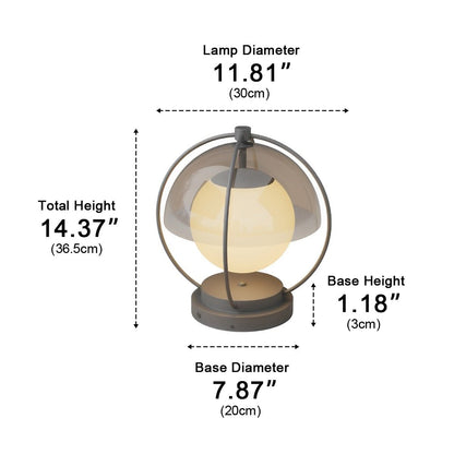 Modern Globe Planet Post Light - Gray Metal and PMMA Solar or Hardwired Orb from 7.8 to 15.7 Inch Diameter for Courtyard and Patio Posts
