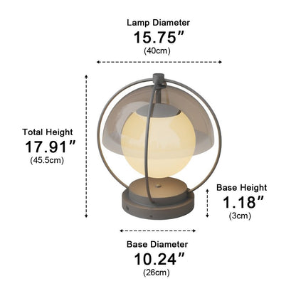 Modern Globe Planet Post Light - Gray Metal and PMMA Solar or Hardwired Orb from 7.8 to 15.7 Inch Diameter for Courtyard and Patio Posts
