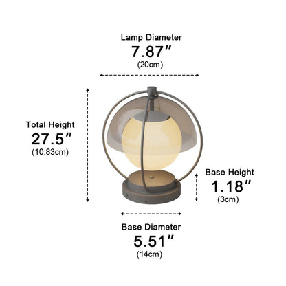Modern Globe Planet Post Light - Gray Metal and PMMA Solar or Hardwired Orb from 7.8 to 15.7 Inch Diameter for Courtyard and Patio Posts