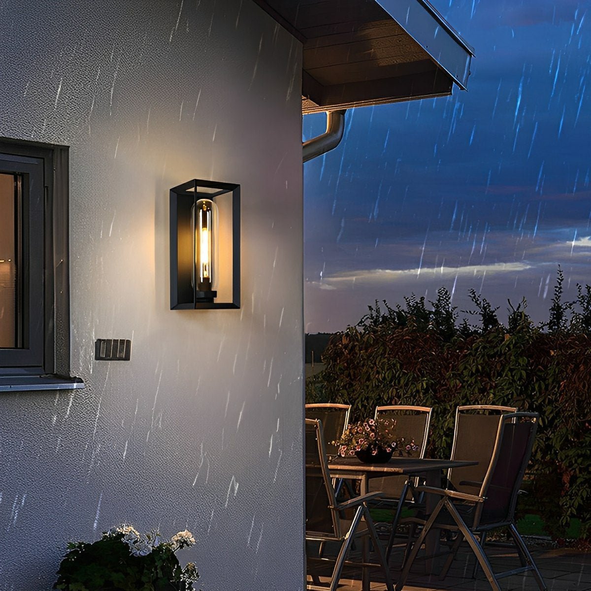 Modern Waterproof Rectangular Glass-Lampshade Outdoor LED Porch Wall Lights