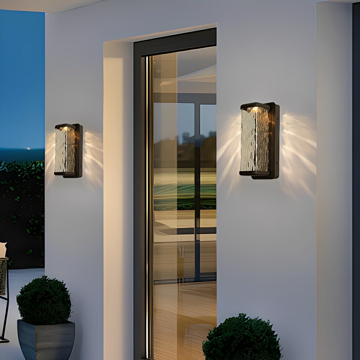 Modern Waterproof Rectangular Water Waves Outdoor LED Porch Wall Lights