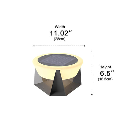 Modern Round Post Light - Black or White Metal and PC Lantern from 7 to 13 Inch Diameter, Solar or Hardwired, for Courtyard and Patio Posts