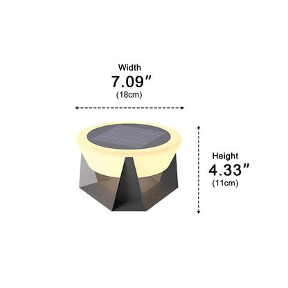 Modern Round Post Light - Black or White Metal and PC Lantern from 7 to 13 Inch Diameter, Solar or Hardwired, for Courtyard and Patio Posts
