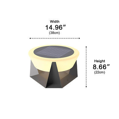 Modern Round Post Light - Black or White Metal and PC Lantern from 7 to 13 Inch Diameter, Solar or Hardwired, for Courtyard and Patio Posts