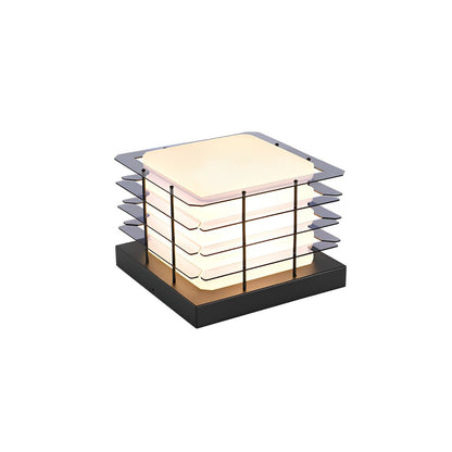 Fence Modern Square Post Light - Carbonized Steel and Acrylic Cap Light in Metal, Gray or Black Fence Finishes, Solar or Hardwired