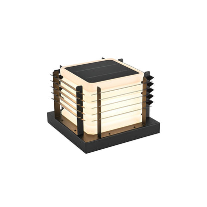 Fence Modern Square Post Light - Carbonized Steel and Acrylic Cap Light in Metal, Gray or Black Fence Finishes, Solar or Hardwired