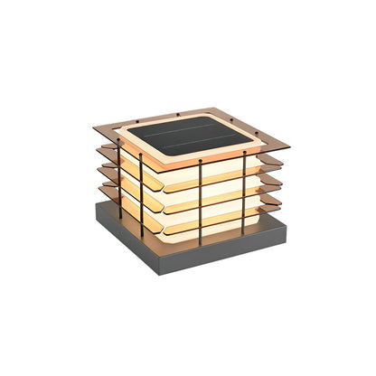 Fence Modern Square Post Light - Carbonized Steel and Acrylic Cap Light in Metal, Gray or Black Fence Finishes, Solar or Hardwired