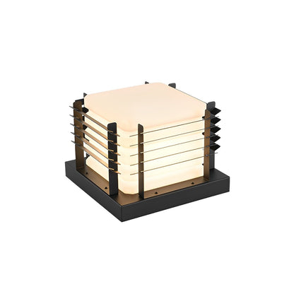 Fence Modern Square Post Light - Carbonized Steel and Acrylic Cap Light in Metal, Gray or Black Fence Finishes, Solar or Hardwired