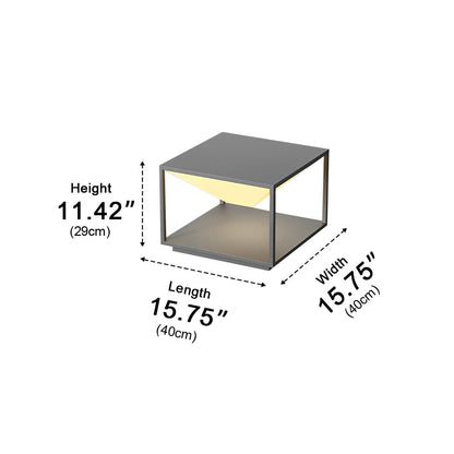 Modern Square Mountain Post Light - Black Stainless Steel and PE Lamp from 7.87 to 15.75 Inches Wide for Deck, Fence and Patio Posts