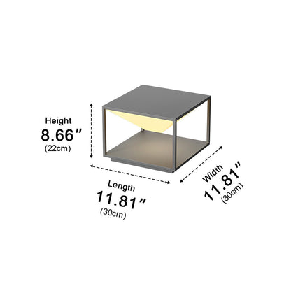 Modern Square Mountain Post Light - Black Stainless Steel and PE Lamp from 7.87 to 15.75 Inches Wide for Deck, Fence and Patio Posts