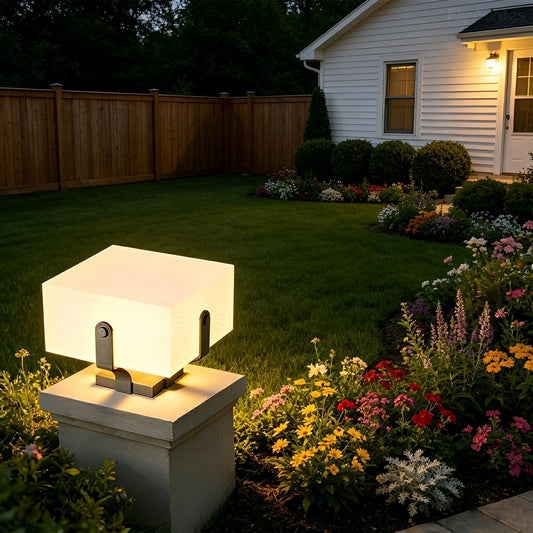 Modern White Square Waterproof Outdoor LED Fence Post Lights